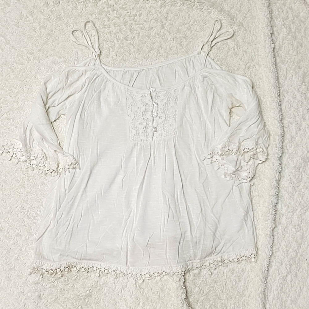 American Rag Small White Cold Shoulder Blouse